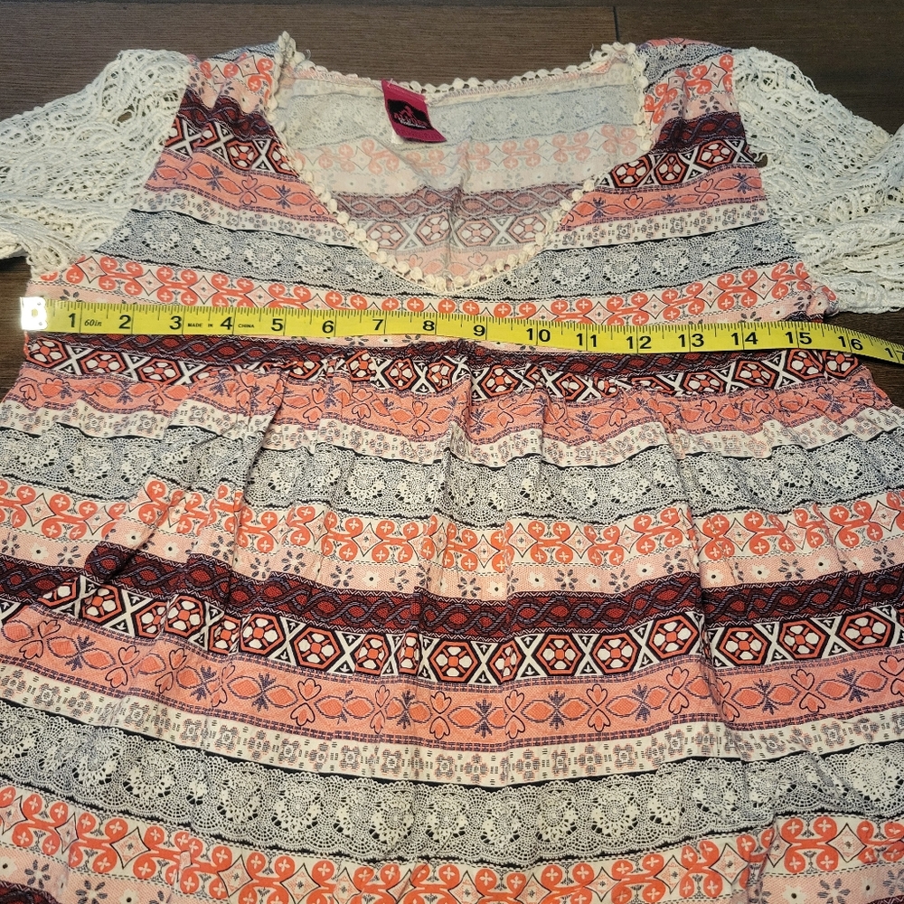 ALI DEE Collection Long Lace Sleeves Shirt Womens Size Small Colorful Western - Picture 9 of 11